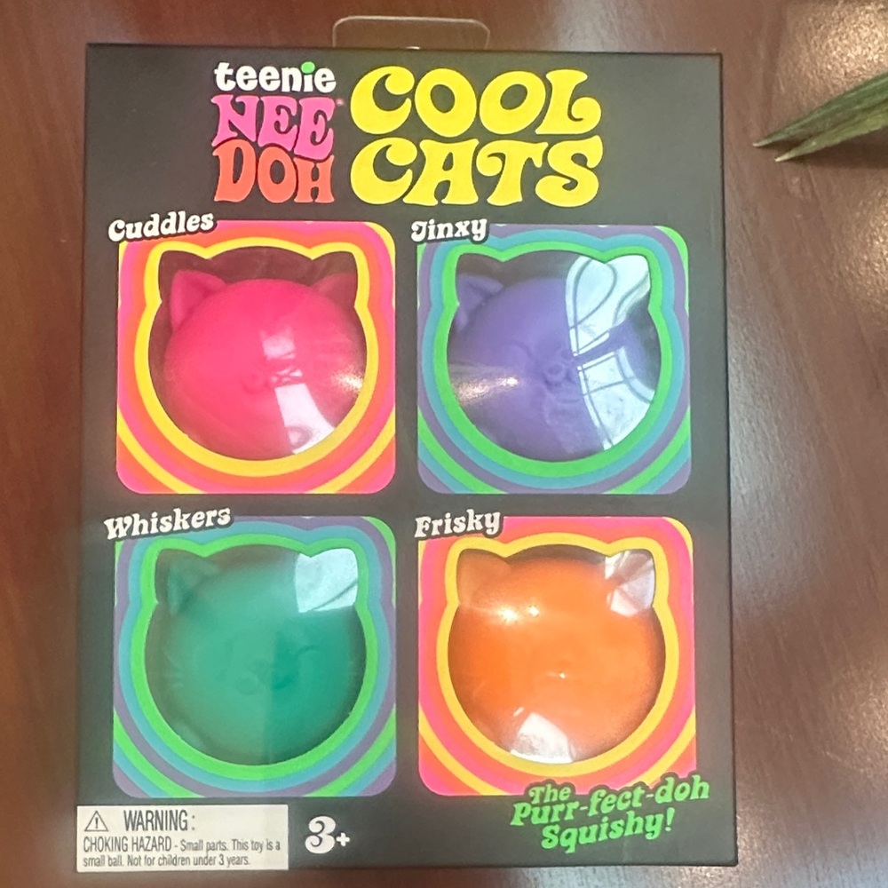 teenie NEE DOH Cool Cats 4-Pack - Pink, Purple, Teal, Orange Squishies
